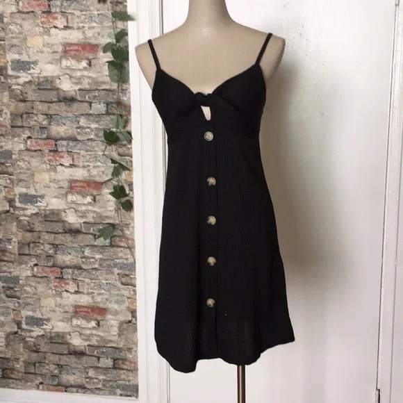 Cotton On Teagan Tie Front Black Mini Dress Sz XS - Picture 5 of 12